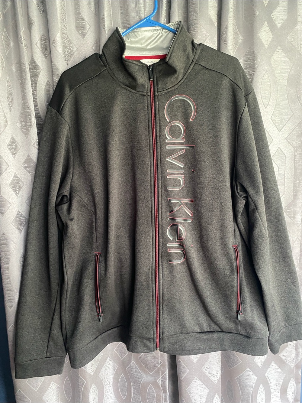Calvin Klein Full Zip Track-Style Jacket W/ Vertical Logo.